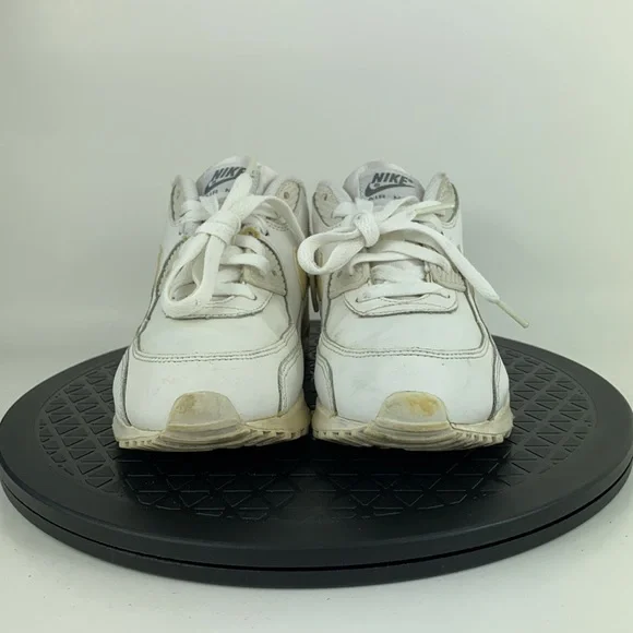 Nike Air Max 90 White Leather Athletic Running Shoes 724822-100 Youth Size 3Y - Picture 2 of 11